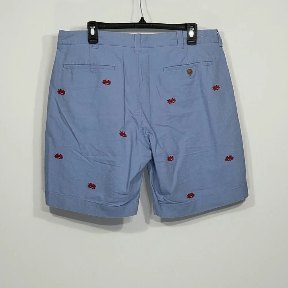 J Crew  Sunwashed Oxford Chinos  Blue with Red Crabs  Men's Size 34